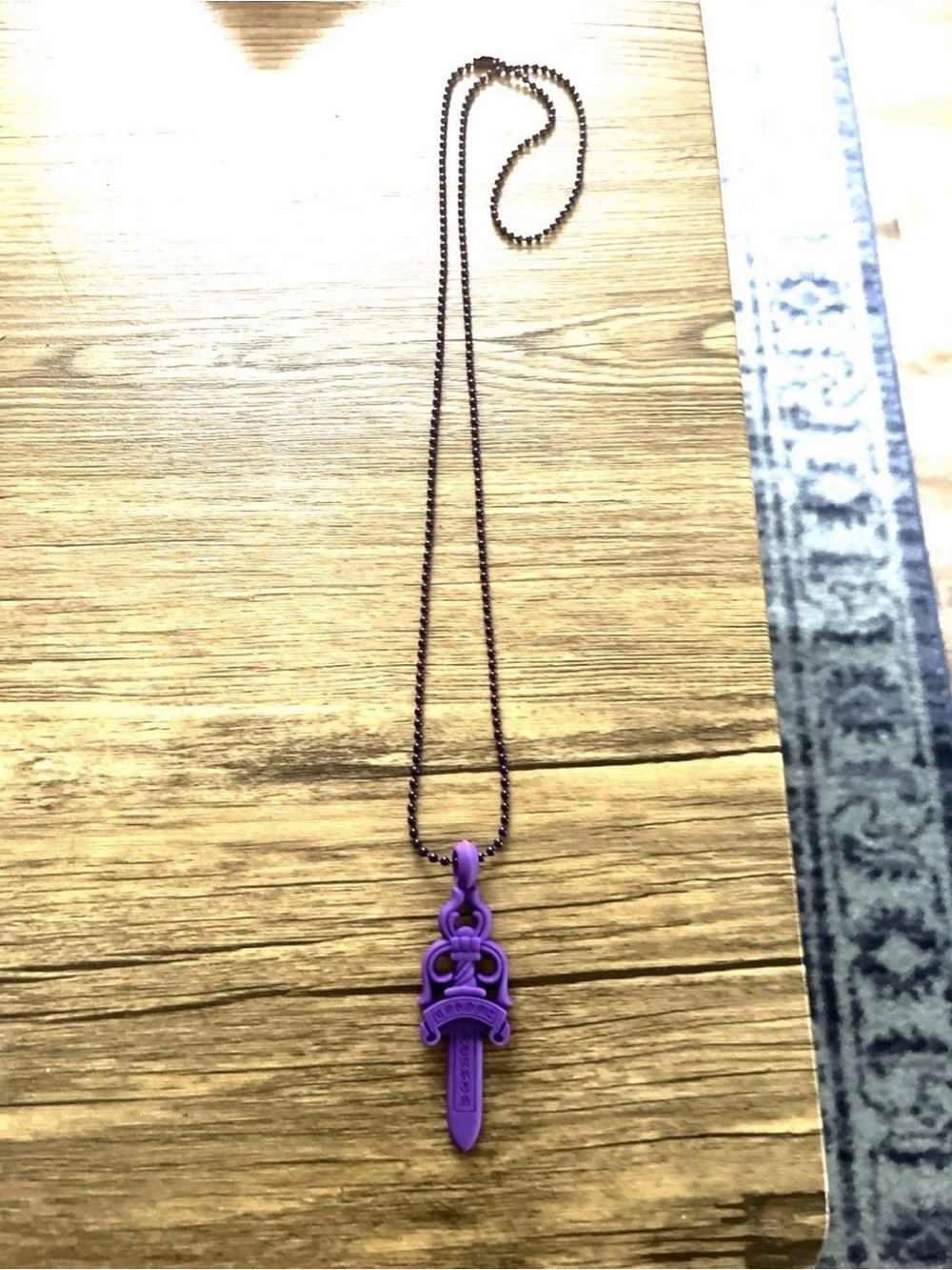 Chrome Hearts Purple Dagger Pendant Necklace